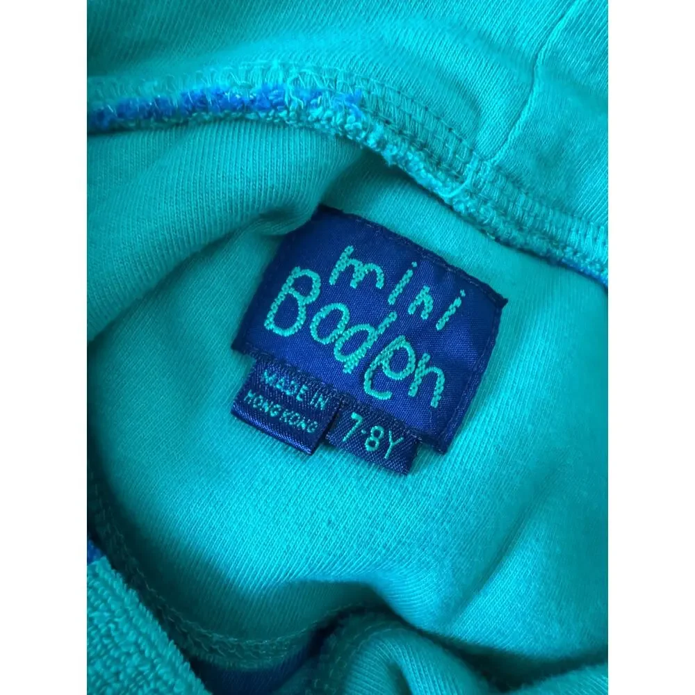 Mini Boden Unisex Terry Cloth Striped Hoodie Size 7-8